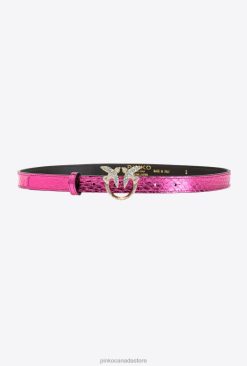 Belts | Galleria thin laminated reptile skin belt Pinko FUCHSIA-SHINY GOLD T8J281021