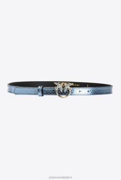 Belts | Galleria thin laminated reptile skin belt Pinko LIGHT BLUE-SHINY GOLD T8J281022