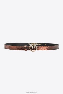 Belts | Galleria thin laminated reptile skin belt Pinko LIGHT BROWN-SHINY GOLD T8J281024