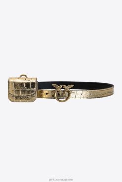 Belts | Laminated Love Birds belt with pocket bag Pinko ANTIQUE GOLD T8J281049
