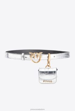 Belts | Laminated Love Birds belt with pocket bag Pinko SILVER-ANTIQUE GOLD T8J281050