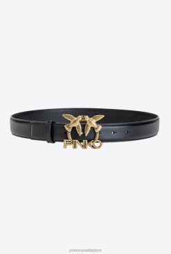 Belts | Leather belt with Love Birds logo Pinko BLACK-ANTIQUE GOLD T8J28973