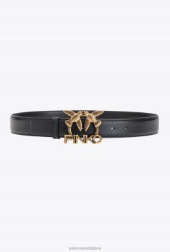 Belts | Leather belt with Love Birds logo Pinko BLACK-ANTIQUE GOLD T8J28974