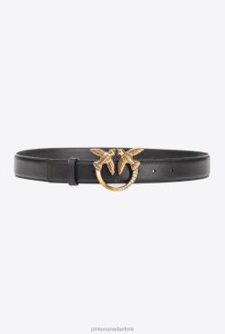 Belts | Love Birds belt with bejewelled buckle Pinko BLACK-ANTIQUE GOLD T8J28966