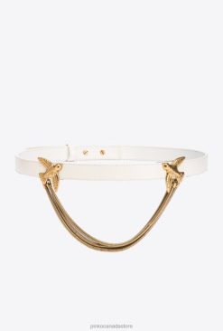 Belts | Love Birds belt with chain Pinko WHITE-ANTIQUE GOLD T8J28999