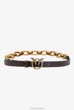 Belts | Love Birds belt with large chain Pinko DARK BROWN-ANTIQUE GOLD T8J281056