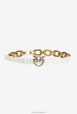 Belts | Love Birds belt with large chain Pinko WHITE-ANTIQUE GOLD T8J281060