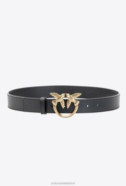 Belts | Love Birds leather belt Pinko BLACK-ANTIQUE GOLD T8J281007