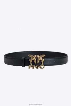 Belts | Love Birds leather belt Pinko BLACK-ANTIQUE GOLD T8J281045