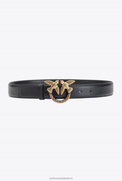 Belts | Love Birds leather belt Pinko BLACK-ANTIQUE GOLD T8J28968