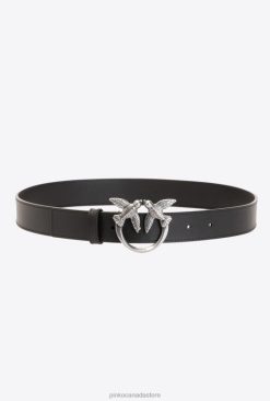Belts | Love Birds leather belt Pinko BLACK-OLD SILVER T8J281006