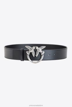 Belts | Love Birds leather belt Pinko BLACK-OLD SILVER T8J28995