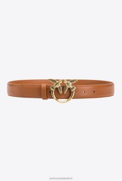 Belts | Love Birds leather belt Pinko COGNAC-ANTIQUE GOLD T8J281004