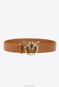 Belts | Love Birds leather belt Pinko COGNAC-ANTIQUE GOLD T8J281016