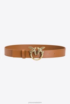 Belts | Love Birds leather belt Pinko COGNAC-ANTIQUE GOLD T8J281044