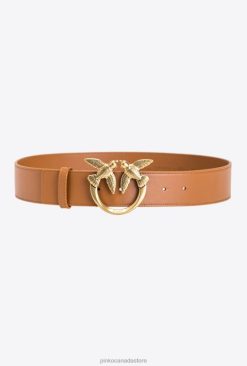 Belts | Love Birds leather belt Pinko COGNAC-ANTIQUE GOLD T8J28994