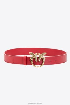 Belts | Love Birds leather belt Pinko RED-ANTIQUE GOLD T8J281008