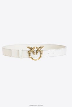 Belts | Love Birds leather belt Pinko WHITE-ANTIQUE GOLD T8J281042