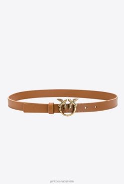 Belts | Love Birds thin leather belt Pinko COGNAC-ANTIQUE GOLD T8J281031