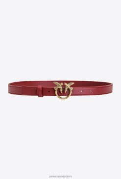 Belts | Love Birds thin leather belt Pinko RUBY RED-ANTIQUE GOLD T8J281027