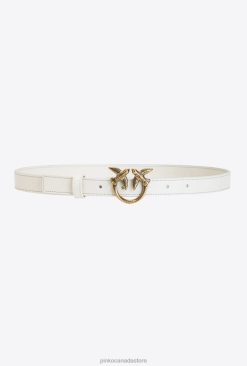 Belts | Love Birds thin leather belt Pinko WHITE-ANTIQUE GOLD T8J281029