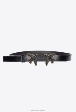 Belts | Thin brushed leather Love Birds belt Pinko LIMO BLACK BLOCK COLOUR T8J28997