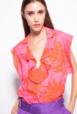 Blouses | Blouse with large printed flowers Pinko PINK/RED T8J28243