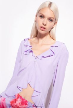 Blouses | Short blouse with ruffle Pinko PURPLE TULIP T8J28271