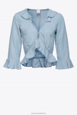 Blouses | Short lyocell denim blouse Pinko LIGHT WASH T8J28311