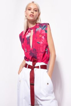Blouses | Sleeveless blouse with hibiscus print Pinko MULTI. FUCHSIA/PINK T8J28281