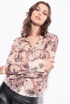 Blouses | Slim-fit tattoo-print shirt Pinko NUDE/BLACK T8J28259