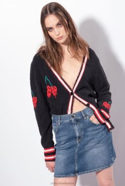 Cardigan | Cardigan with cherry inlay Pinko MULTI. BLACK/RED T8J28533
