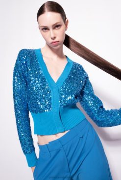 Cardigan | Fully sequinned cardigan Pinko DIRECTOR BLUE T8J28548