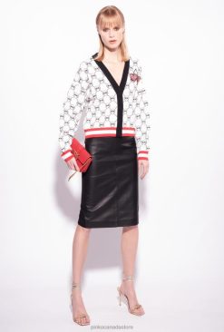 Cardigan | Monogram jacquard cardigan with cherry embroidery Pinko MULT. WHITE/BLACK/RED T8J28531