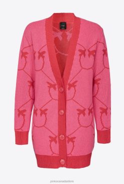 Cardigan | Monogram jacquard maxi cardigan Pinko FUCHSIA/RED T8J28517