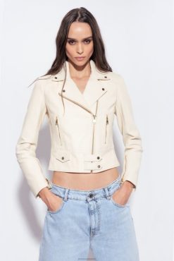 Casual Jackets | Nappa leather biker jacket Pinko PINK SMOKE WHITE T8J28832