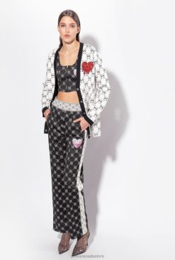 Casual Trousers | Knit jacquard Monogram trousers Pinko BLACK/ECRU T8J28773