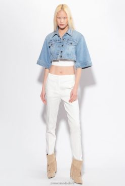 Casual Trousers | Stretch linen cigarette trousers Pinko CLOUD WHITE T8J28692