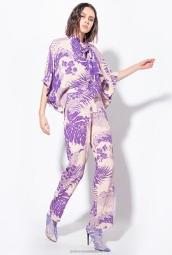 Casual Trousers | Tropical-print trousers Pinko NUDE/PURPLE T8J28654