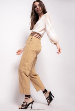 Casual Trousers | Trousers with striped belt Pinko YELLOW/BROWN T8J28775
