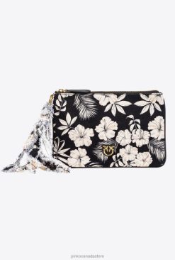 Clutch Bags | Recycled canvas Flat Bag with print Pinko BLACK/BUTTER T8J281279