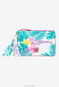 Clutch Bags | Recycled canvas Flat Bag with print Pinko MULT. WHITE/YELLOW T8J281276