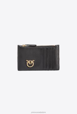 Clutch Bags | Zipped chevron-patterned card holder Pinko BLACK-ANTIQUE GOLD T8J281162
