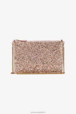 Crossbody Bags | Glittery Classic Flat Love Bag Pinko DUSTY PINK-ANTIQUE GOLD T8J281200