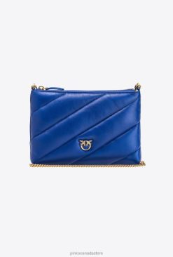 Crossbody Bags | Quilted nappa leather Flat Bag Pinko CLEMATIS BLUE-ANTIQUE GOLD T8J281192
