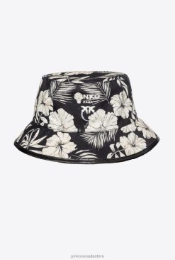 Hats | Bucket hat with a graphic floral print Pinko BLACK/ECRU T8J281264