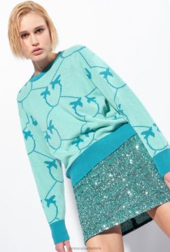 Jumpers | Monogram jacquard pullover Pinko AQUA GREEN/TEAL T8J28518