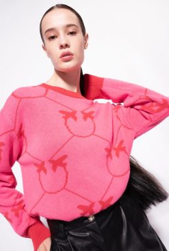 Jumpers | Monogram jacquard pullover Pinko FUCHSIA/RED T8J28519