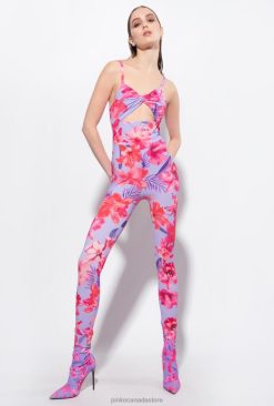 Jumpsuits and Dungarees | Fitted jumpsuit with tropical flower print Pinko LILAC/LIGHT PINK/FUCHSIA T8J2890
