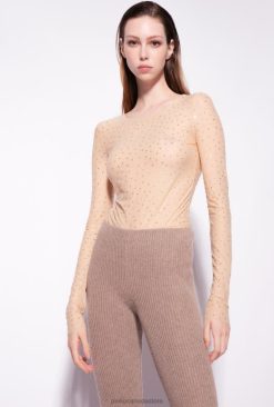 Lingerie | Fully rhinestoned sweater Pinko BEIGE-MATT ALMOND T8J28482
